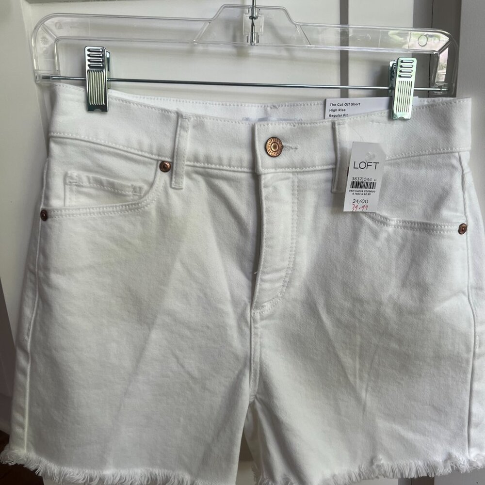Loft Denim Cut Off Shorts in White NWT - Picture 6 of 10